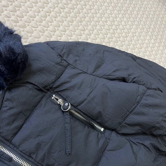 NWOT Debenhams Collection Mens Hood Chevron Quilted Puffer Coat Size 22 XL Navy - Picture 6 of 15